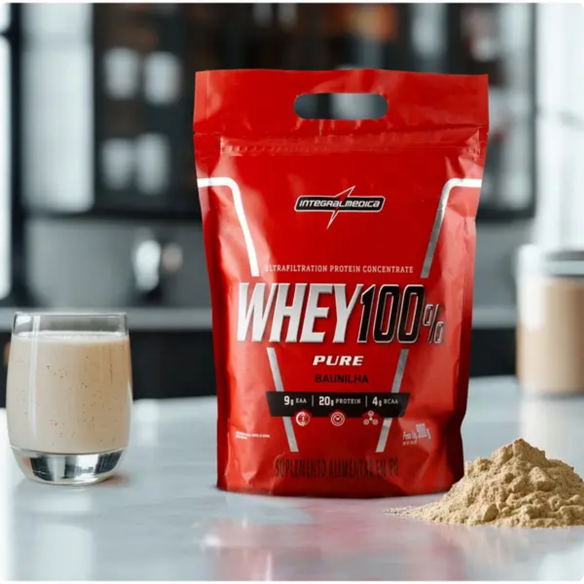 Whey Protein 100% Concentrado Integral Médica 900g – 21g de Proteína por Dose