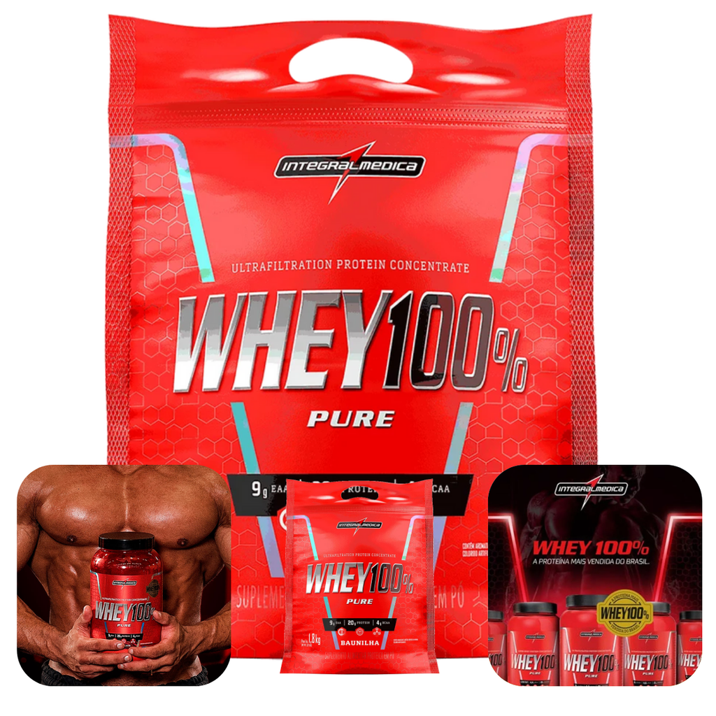 Whey Protein 100% Concentrado Integral Médica 900g – 21g de Proteína por Dose
