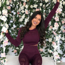 Roupas esportivas femininas Camisa de manga comprida Leggings de cintura alta em malha