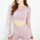 Roupas esportivas femininas Camisa de manga comprida Leggings de cintura alta em malha