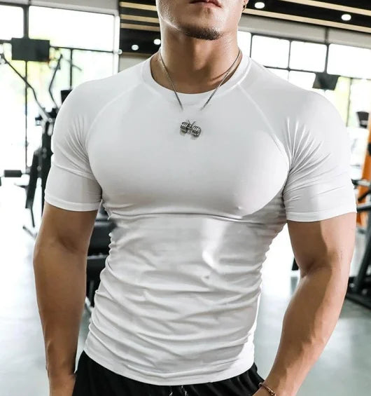 Camiseta Lisa Masculina Slim Fit para Musculação – Poliéster e Spandex, S ao XXL