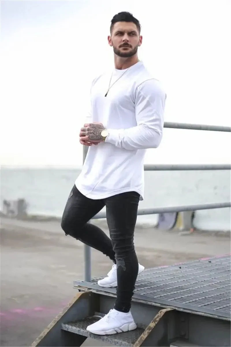 Camiseta Manga Longa para Treino e Musculação – Algodão e Poliéster, Respirável