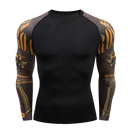 Camiseta masculina com gola redonda e mangas compridas para musculação de secagem rápida, compressão esportiva