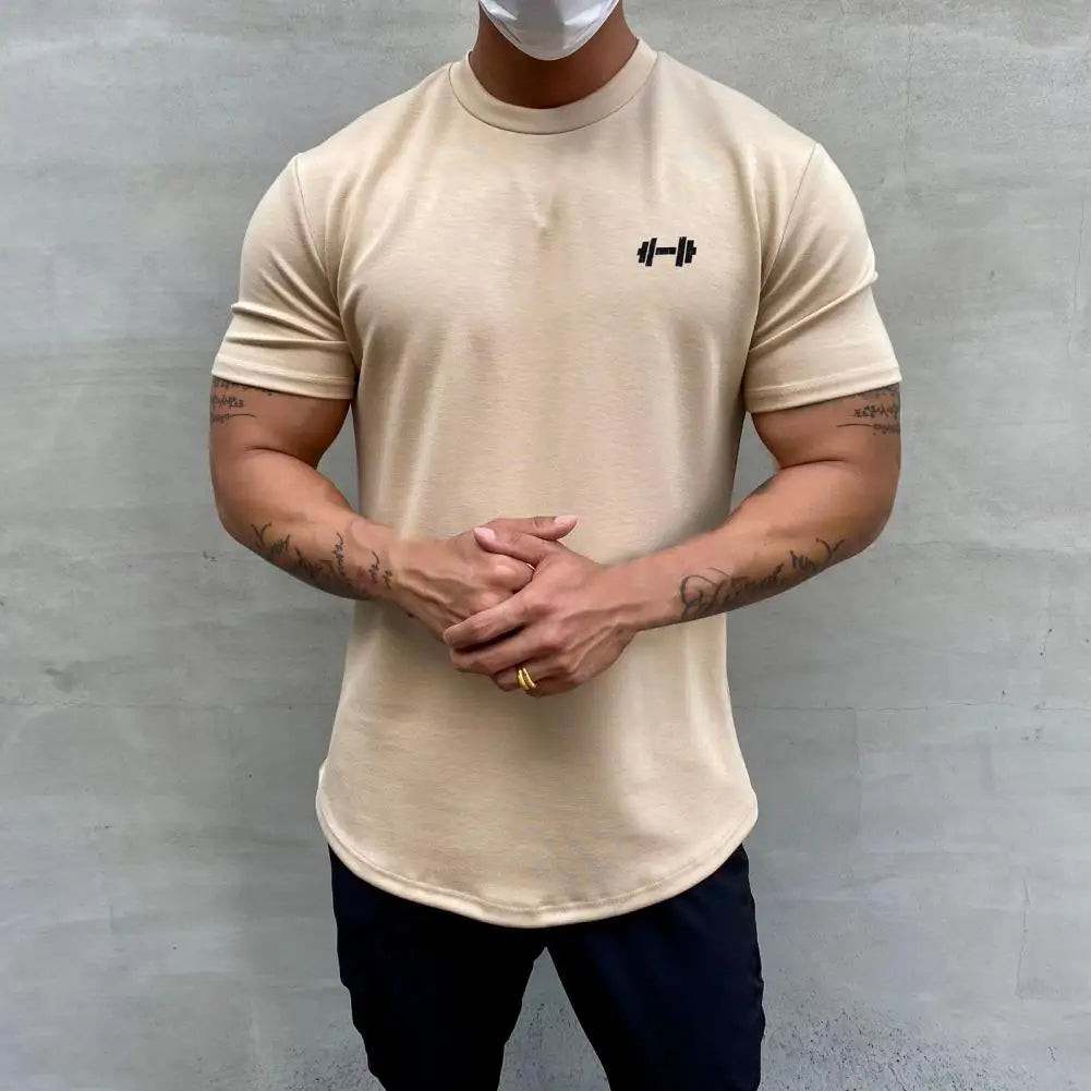 Camiseta Esportiva Masculina Fitness Larga – Algodão Dry Fit, Manga Curta