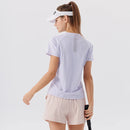 Camiseta esportiva feminina de verão para tênis, ginástica, corrida, treinamento físico, golfe, ioga, secagem rápida e respirável