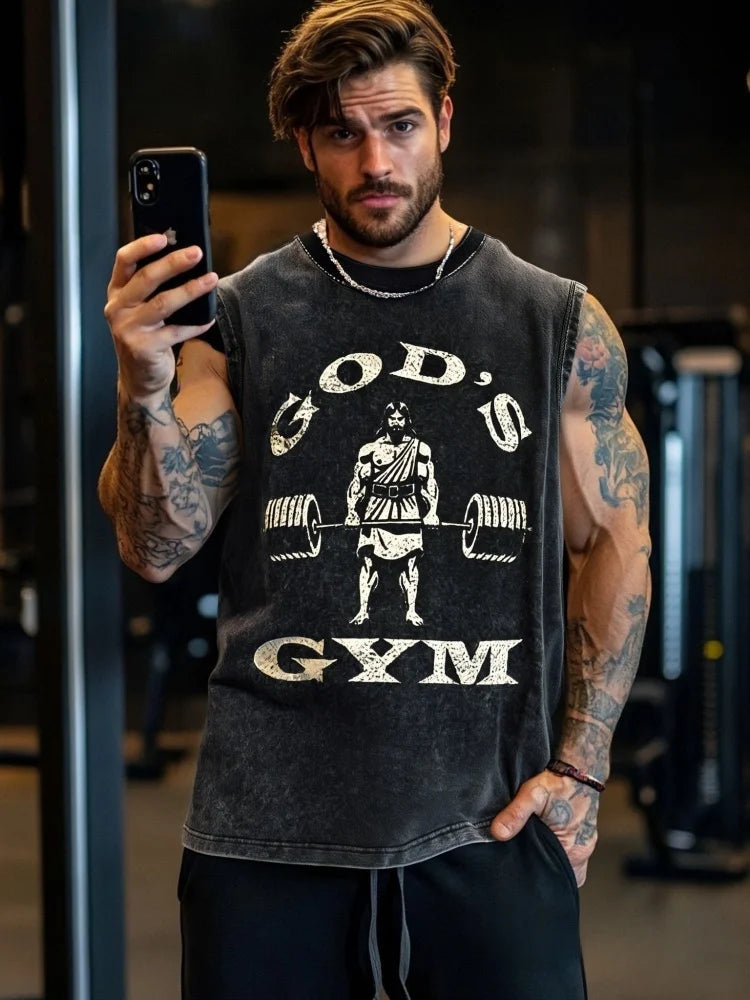 Regata Masculina Lavada Oversized para Corrida e Musculação – Algodão, S ao 3XL