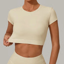 Top de manga curta Calças sem acolchoamento Cintura alta Calças que realçam os quadris - para atividades ao ar livre