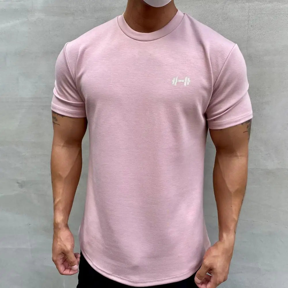 Camiseta Esportiva Masculina Fitness Larga – Algodão Dry Fit, Manga Curta