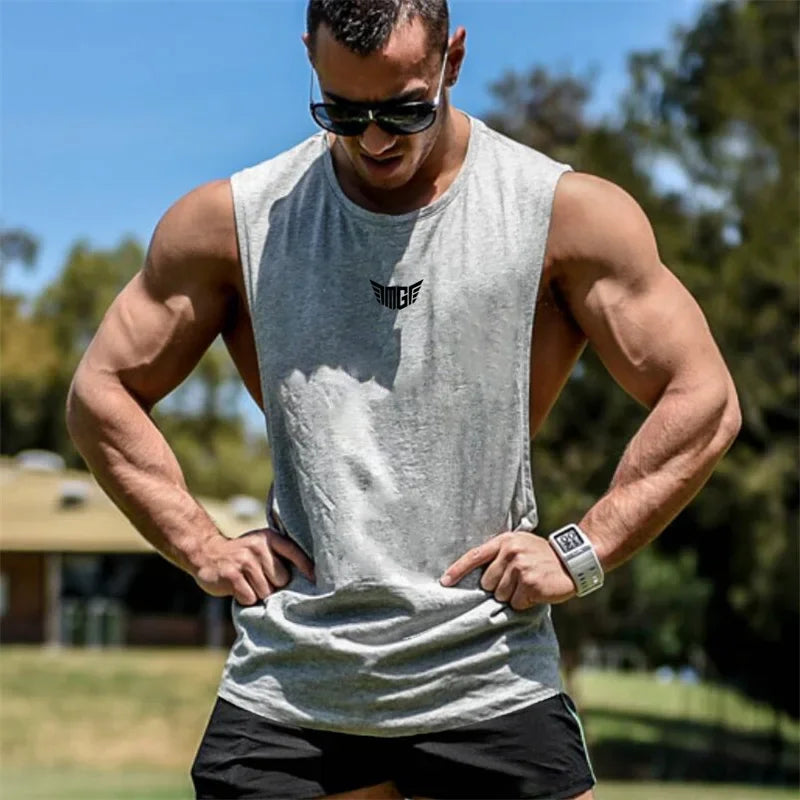 Regata de Algodão Masculina para Academia – 6 Cores, M ao XXL
