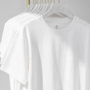 Camiseta de manga curta de algodão puro para academia com gola redonda