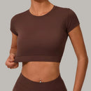 Top de manga curta Calças sem acolchoamento Cintura alta Calças que realçam os quadris - para atividades ao ar livre