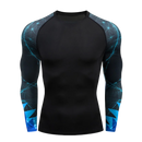 Camiseta masculina com gola redonda e mangas compridas para musculação de secagem rápida, compressão esportiva