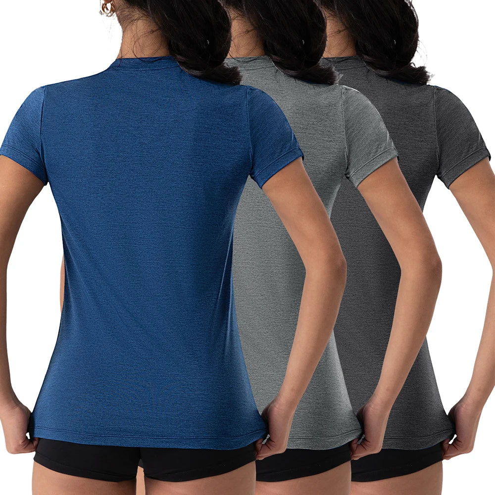 Top Esportivo Decote em V com Pregas Manga Curta – Poliéster e Spandex, 5 Cores, S ao XL