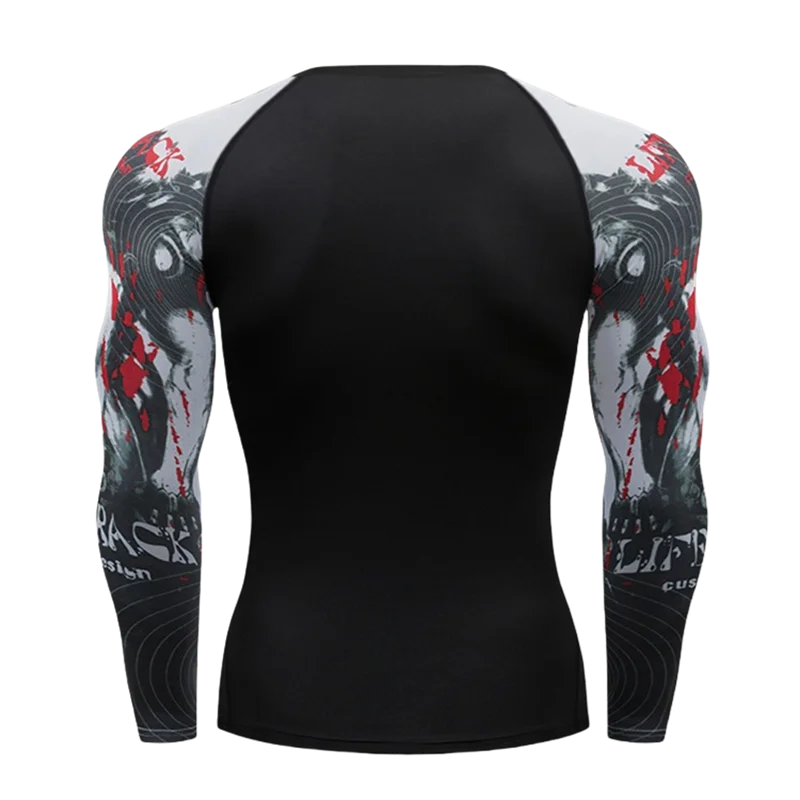 Camiseta Manga Longa de Compressão Esportiva – Poliéster, Gola Redonda, Unissex