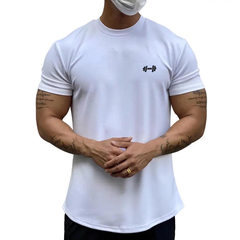 Camiseta Esportiva Masculina Fitness Larga – Algodão Dry Fit, Manga Curta