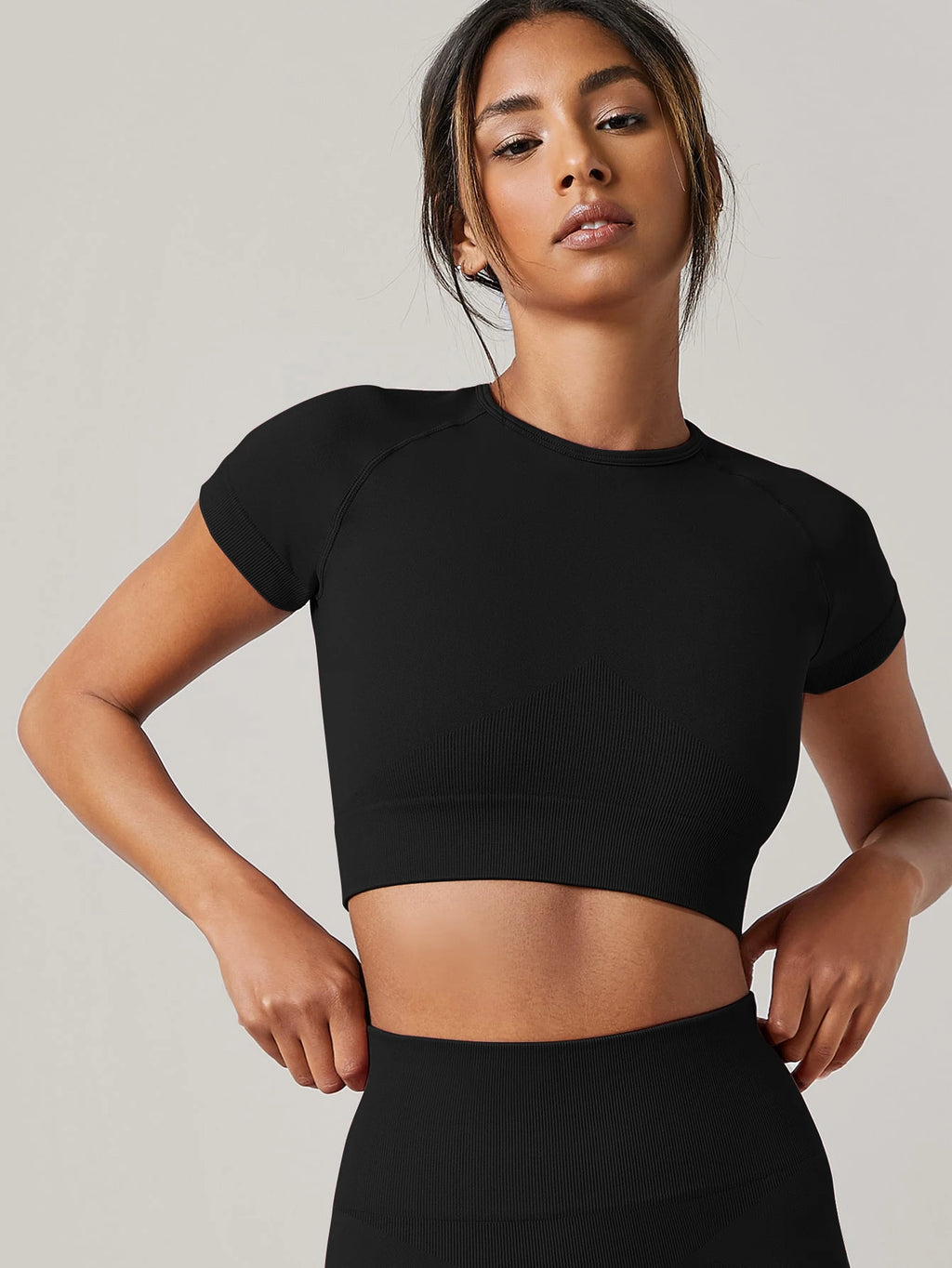 Top de Treino Slim Sem Decote – Nylon Sem Costura, Respirável, Yoga