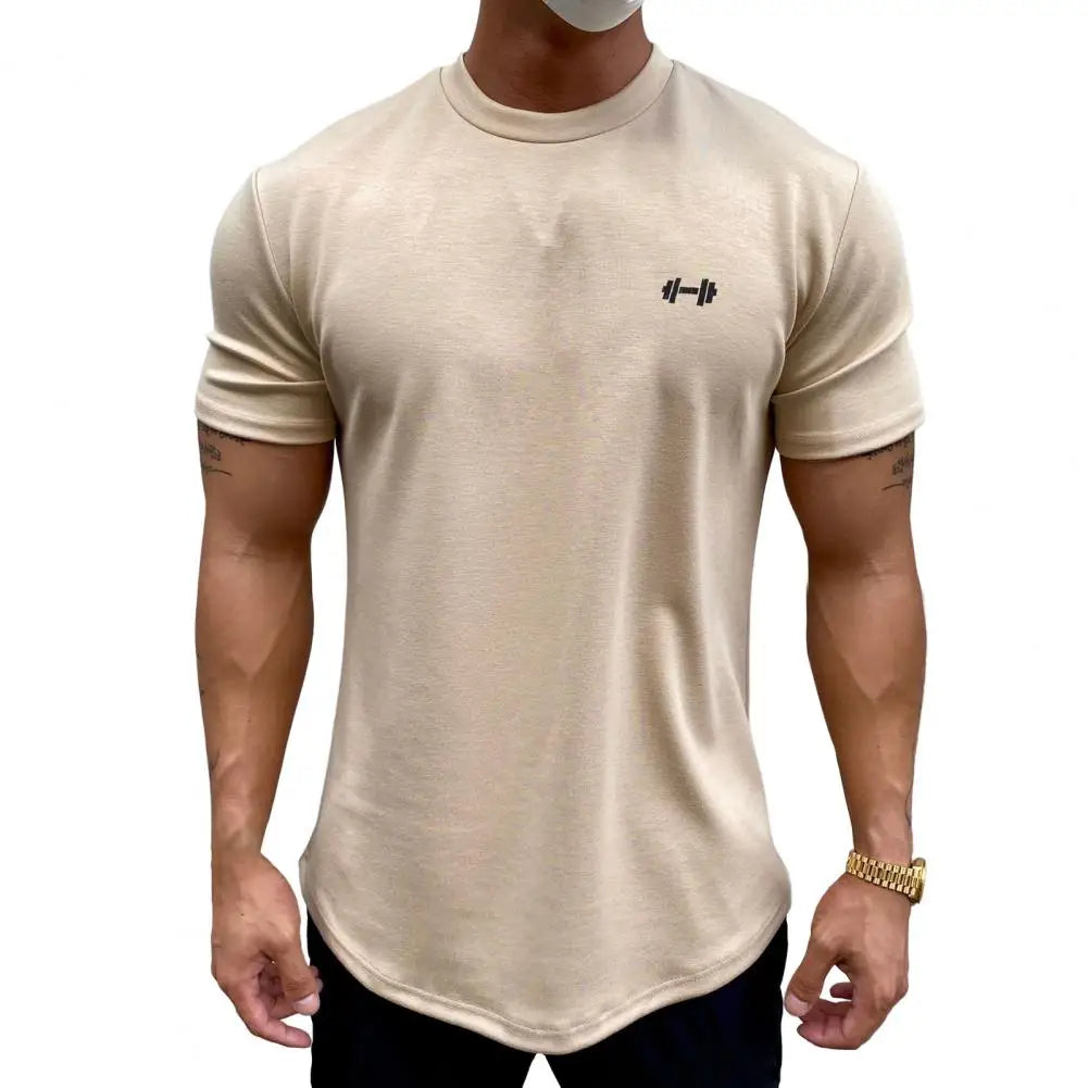 Camiseta Esportiva Masculina Fitness Larga – Algodão Dry Fit, Manga Curta
