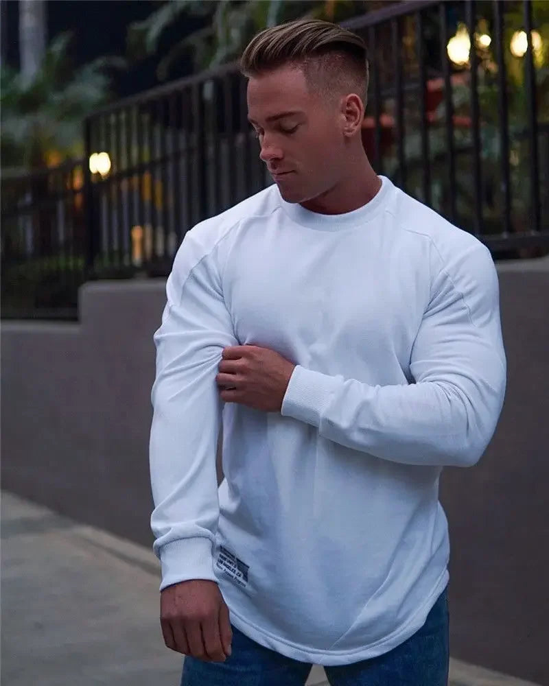 Camiseta Manga Longa para Treino e Musculação – Algodão e Poliéster, Respirável