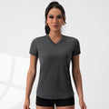 Top Esportivo Decote em V com Pregas Manga Curta – Poliéster e Spandex, 5 Cores, S ao XL