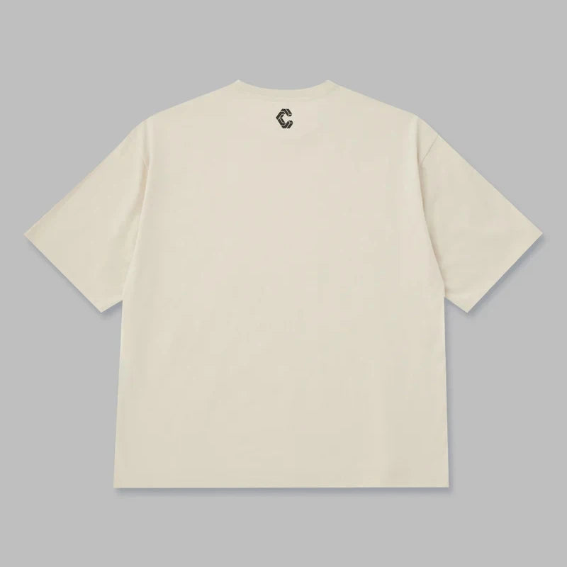 Camiseta Masculina Oversized Folgada de Algodão – Estampa Lettering, Fitness