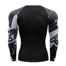 Camiseta masculina com gola redonda e mangas compridas para musculação de secagem rápida, compressão esportiva