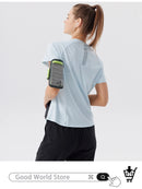 Camiseta esportiva feminina de verão para tênis, ginástica, corrida, treinamento físico, golfe, ioga, secagem rápida e respirável