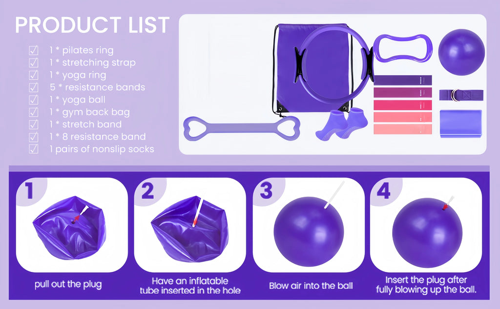 Conjunto de Ginástica e Yoga com 13 Peças – Kit Completo para Treino