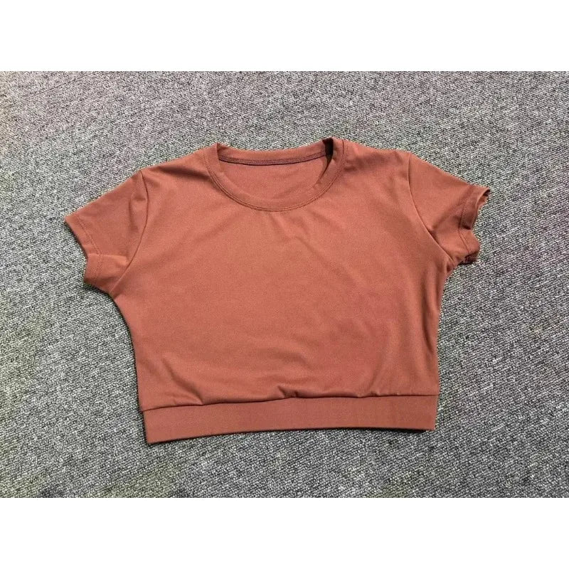 Top Manga Curta + Calça Cintura Alta Yoga – Nylon e Spandex, S ao L