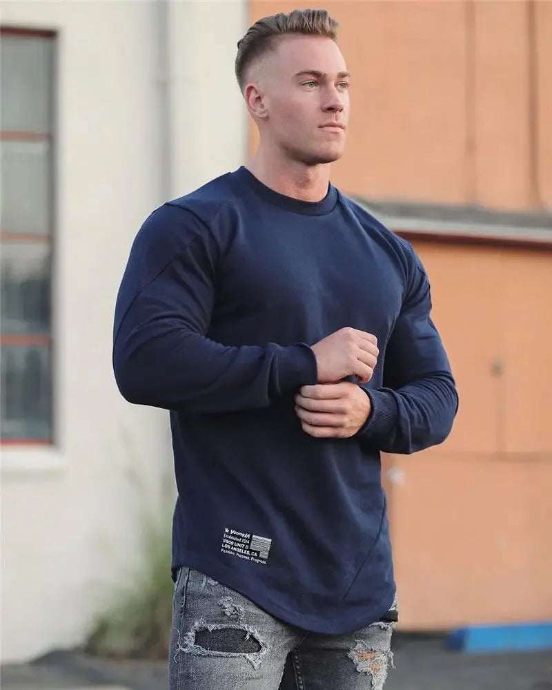 Camiseta Manga Longa para Treino e Musculação – Algodão e Poliéster, Respirável