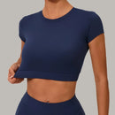 Top de manga curta Calças sem acolchoamento Cintura alta Calças que realçam os quadris - para atividades ao ar livre