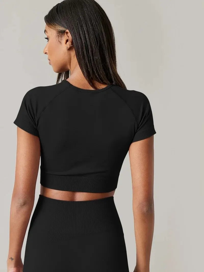 Top de Treino Slim Sem Decote – Nylon Sem Costura, Respirável, Yoga