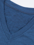 Top esportivo com decote em V e pregas, manga curta, solto, cor sólida, para corrida e exercício físico, 5 cores, roupa de ginástica