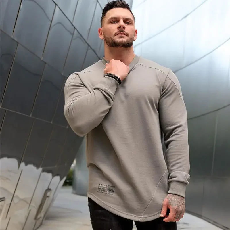 Camiseta Manga Longa para Treino e Musculação – Algodão e Poliéster, Respirável