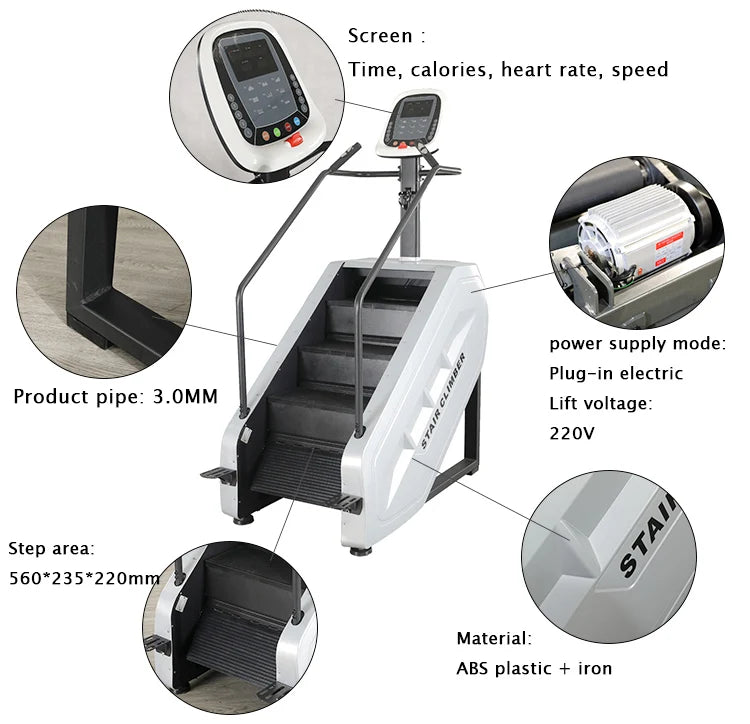 Escada Rolante Elétrica Stair Master para Academia e Uso Doméstico – Aço Inox