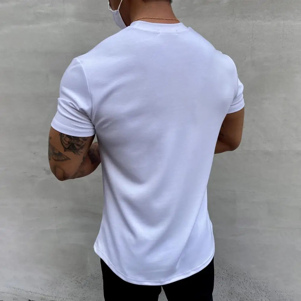 Camiseta Esportiva Masculina Fitness Larga – Algodão Dry Fit, Manga Curta
