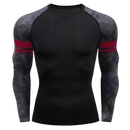 Camiseta masculina com gola redonda e mangas compridas para musculação de secagem rápida, compressão esportiva