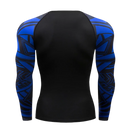 Camiseta masculina com gola redonda e mangas compridas para musculação de secagem rápida, compressão esportiva