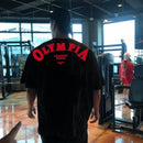 Camiseta masculina fitness de algodão para musculação com gola redonda