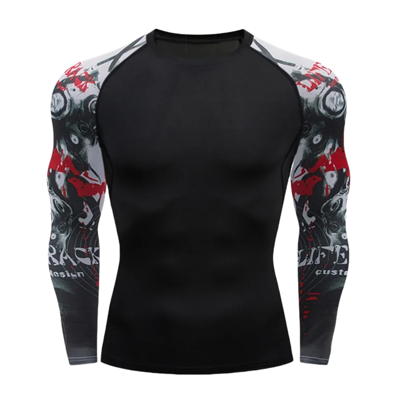 Camiseta Manga Longa de Compressão Esportiva – Poliéster, Gola Redonda, Unissex