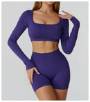 Camiseta esportiva sem costura para musculação feminina - secagem rápida