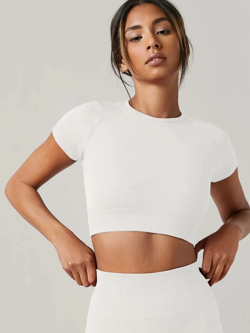 Top de Treino Slim Sem Decote – Nylon Sem Costura, Respirável, Yoga