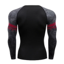 Camiseta masculina com gola redonda e mangas compridas para musculação de secagem rápida, compressão esportiva