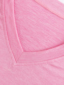 Top esportivo com decote em V e pregas, manga curta, solto, cor sólida, para corrida e exercício físico, 5 cores, roupa de ginástica