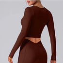 Camisas de manga comprida e decote quadrado para mulheres Tops de ioga Top de treino