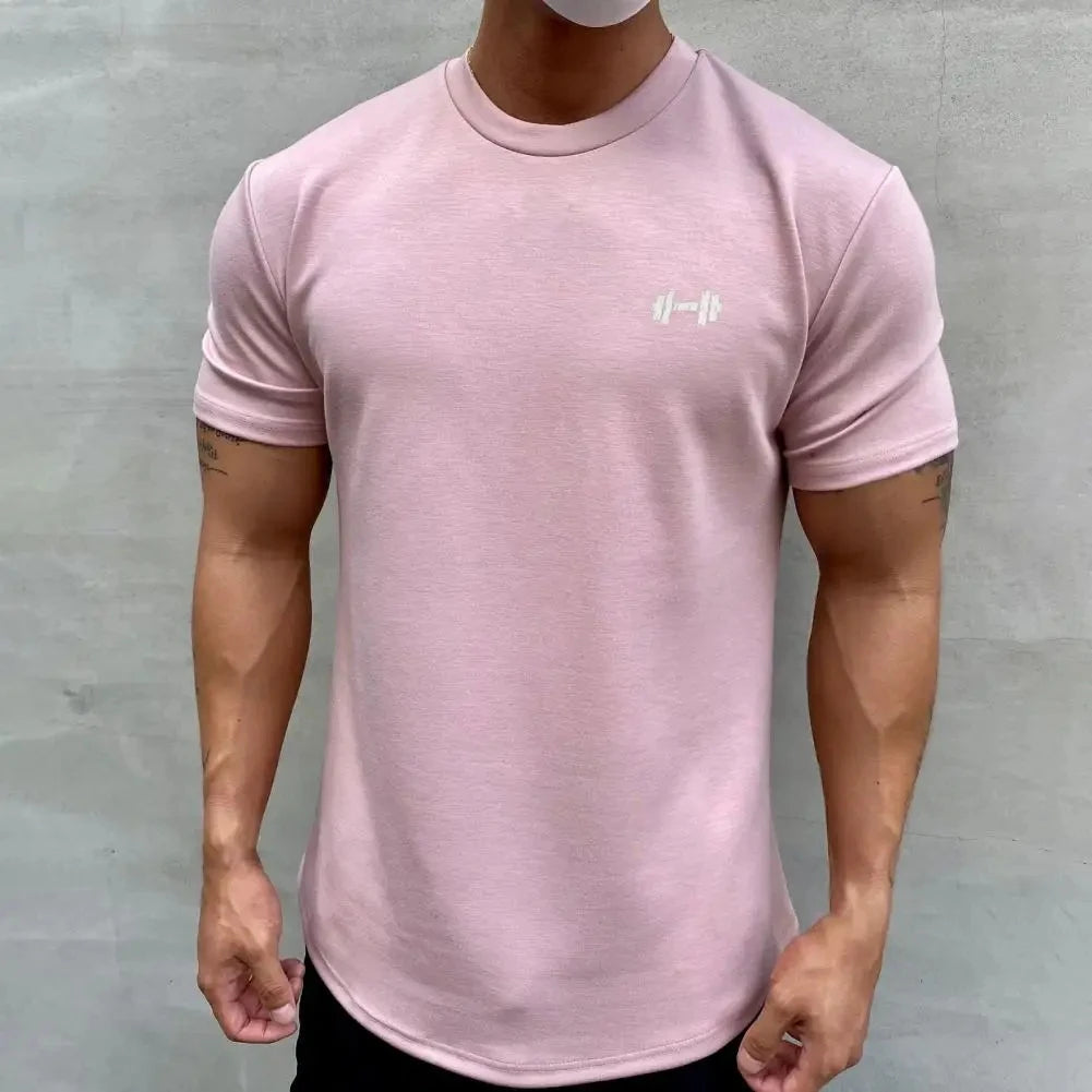 Camiseta Esportiva Masculina Fitness Larga – Algodão Dry Fit, Manga Curta