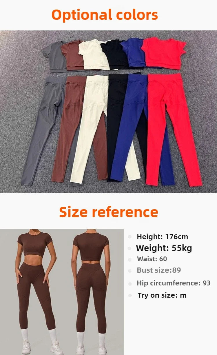 Top Manga Curta + Calça Cintura Alta Yoga – Nylon e Spandex, S ao L