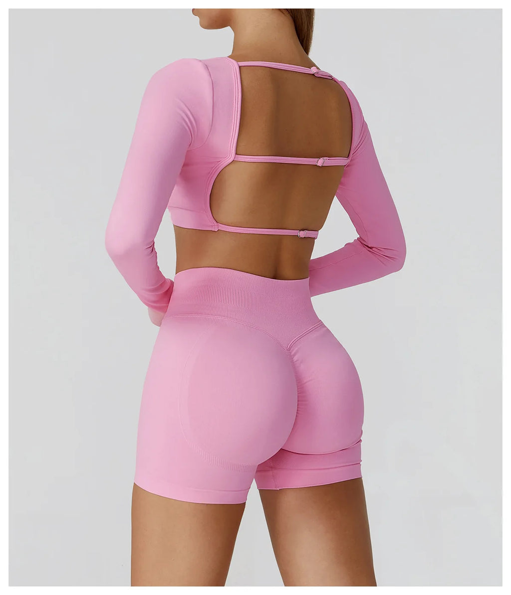 Camiseta Esportiva Sem Costura Feminina – Nylon e Spandex, Secagem Rápida, S ao XL