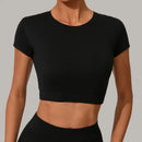 Top de manga curta Calças sem acolchoamento Cintura alta Calças que realçam os quadris - para atividades ao ar livre