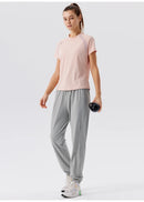 Camiseta esportiva feminina de verão para tênis, ginástica, corrida, treinamento físico, golfe, ioga, secagem rápida e respirável