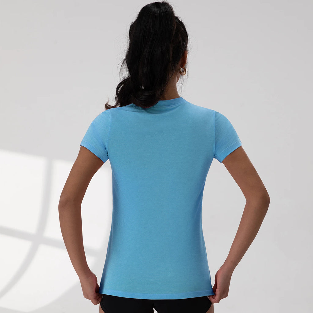 Top Esportivo Decote em V com Pregas Manga Curta – Poliéster e Spandex, 5 Cores, S ao XL